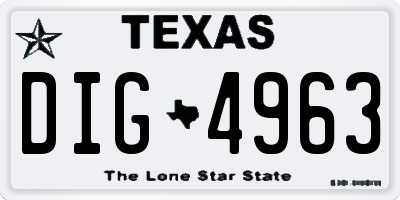TX license plate DIG4963