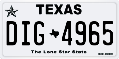 TX license plate DIG4965