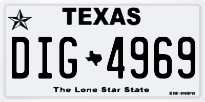 TX license plate DIG4969