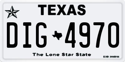 TX license plate DIG4970