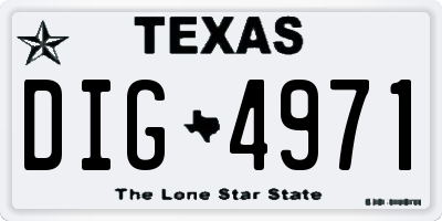 TX license plate DIG4971