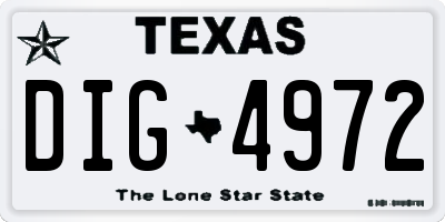 TX license plate DIG4972
