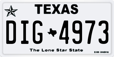 TX license plate DIG4973