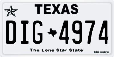 TX license plate DIG4974