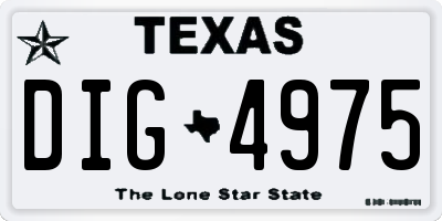 TX license plate DIG4975