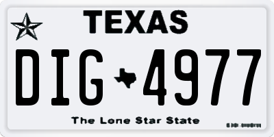 TX license plate DIG4977