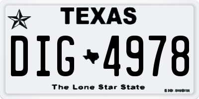 TX license plate DIG4978