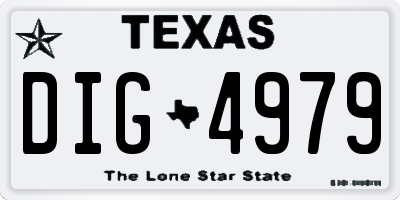 TX license plate DIG4979