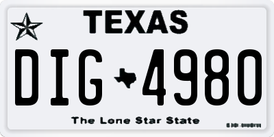 TX license plate DIG4980