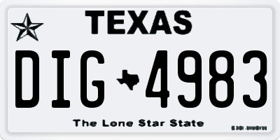 TX license plate DIG4983