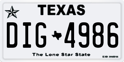 TX license plate DIG4986