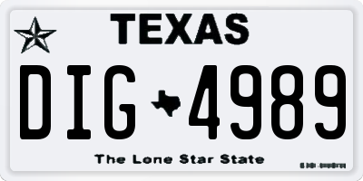 TX license plate DIG4989