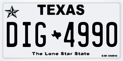 TX license plate DIG4990