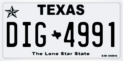 TX license plate DIG4991