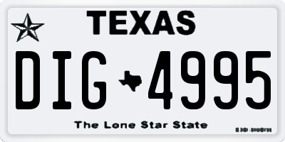 TX license plate DIG4995