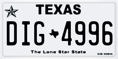 TX license plate DIG4996