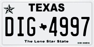 TX license plate DIG4997