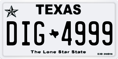 TX license plate DIG4999