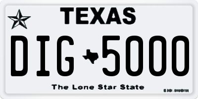 TX license plate DIG5000