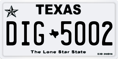 TX license plate DIG5002