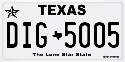 TX license plate DIG5005