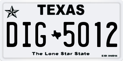 TX license plate DIG5012