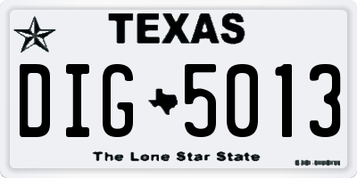 TX license plate DIG5013