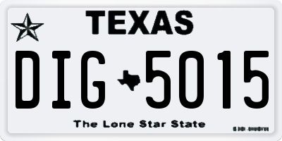 TX license plate DIG5015