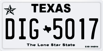 TX license plate DIG5017