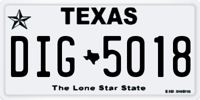 TX license plate DIG5018