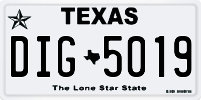 TX license plate DIG5019