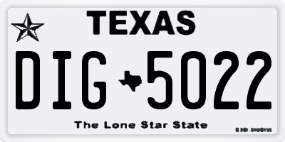 TX license plate DIG5022