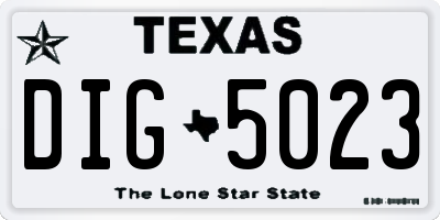 TX license plate DIG5023