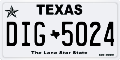 TX license plate DIG5024