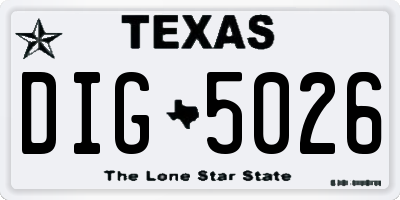 TX license plate DIG5026