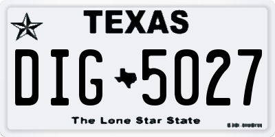 TX license plate DIG5027