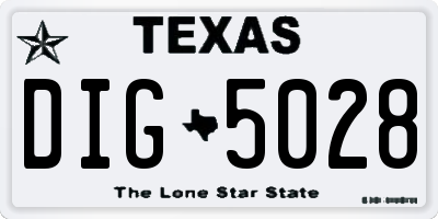 TX license plate DIG5028