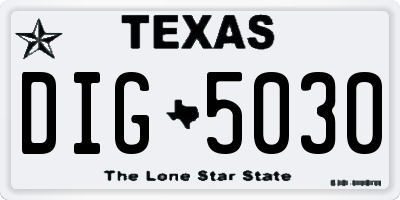 TX license plate DIG5030