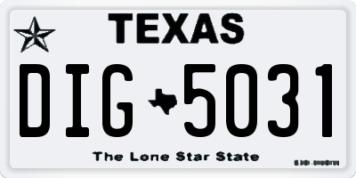 TX license plate DIG5031