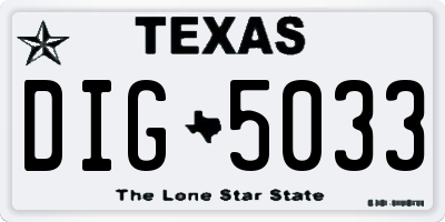 TX license plate DIG5033