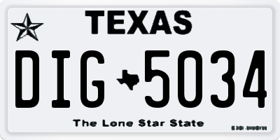 TX license plate DIG5034
