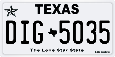 TX license plate DIG5035