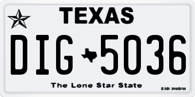 TX license plate DIG5036