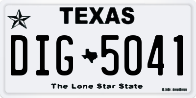 TX license plate DIG5041