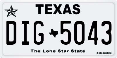 TX license plate DIG5043