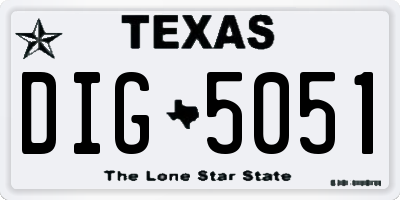 TX license plate DIG5051