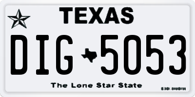 TX license plate DIG5053