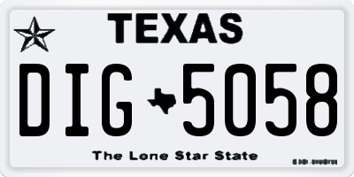 TX license plate DIG5058