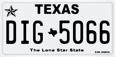 TX license plate DIG5066