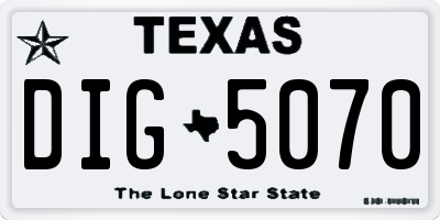 TX license plate DIG5070